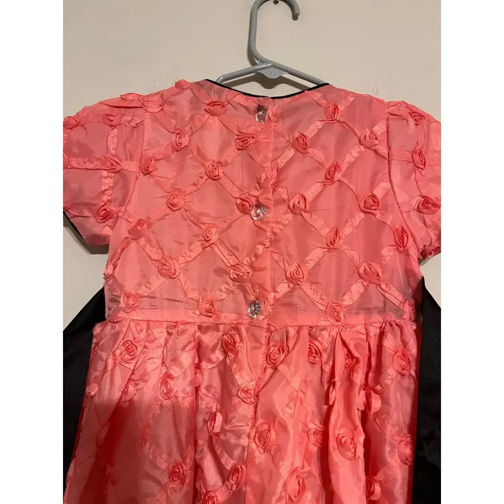 Joe Ella Lauri Dress Pink Rosettes Black Bow Size 4
